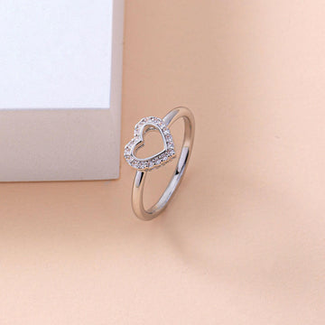 Kaze Zircon Promise Ring | Heart-Shaped Zircon Silver Ring for Her