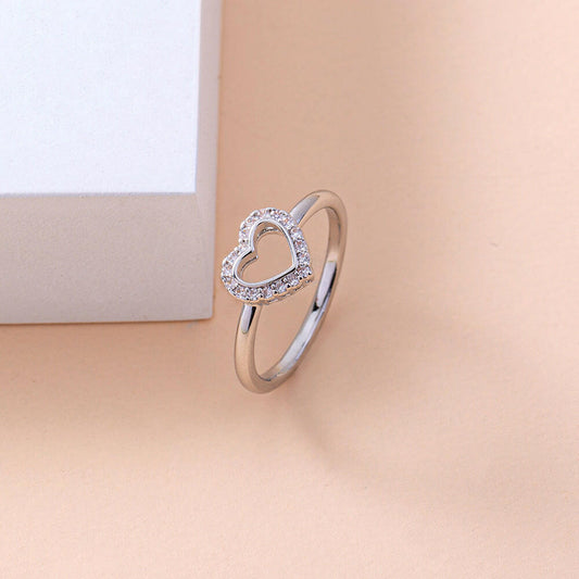 Kaze Zircon Promise Ring | Heart-Shaped Zircon Silver Ring for Her